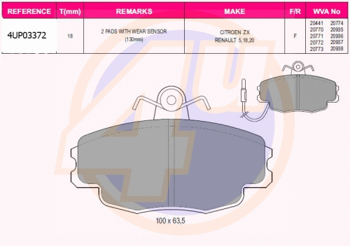 Brake Pad Set, disc brake (4UP03372)
