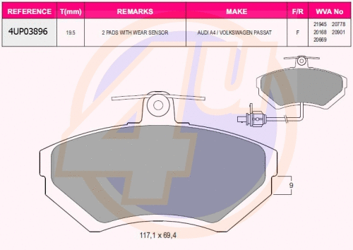 Brake Pad Set, disc brake (4UP03896)
