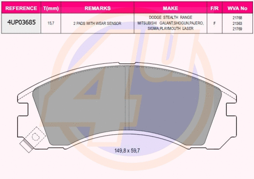 Brake Pad Set, disc brake (4UP03685)