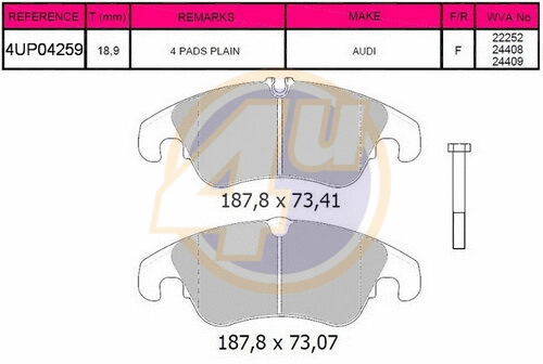 Brake Pad Set, disc brake (4UP04259)