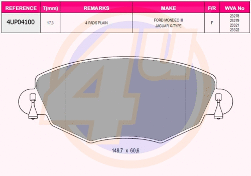Brake Pad Set, disc brake (4UP04100)