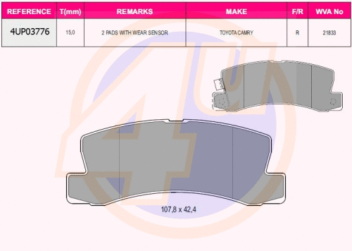 Brake Pad Set, disc brake (4UP03776)