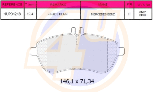 Brake Pad Set, disc brake (4UP04248)