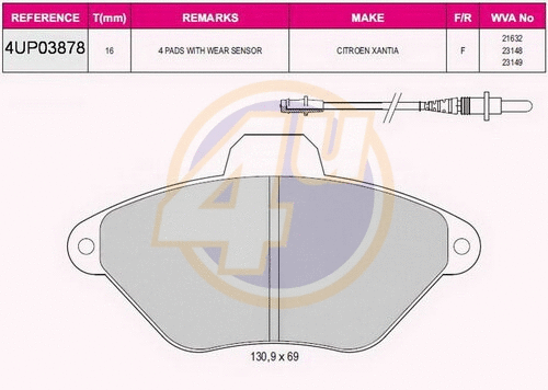 Brake Pad Set, disc brake (4UP03878)