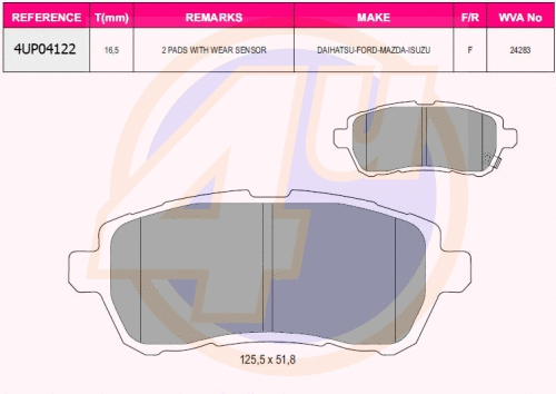 Brake Pad Set, disc brake (4UP04122)