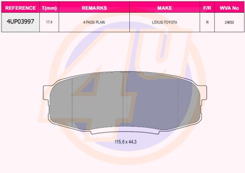 Brake Pad Set, disc brake (4UP03997)
