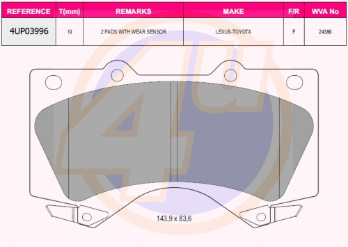 Brake Pad Set, disc brake (4UP03996)