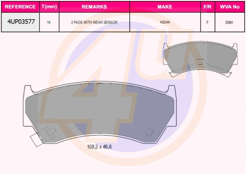 Brake Pad Set, disc brake (4UP03577)