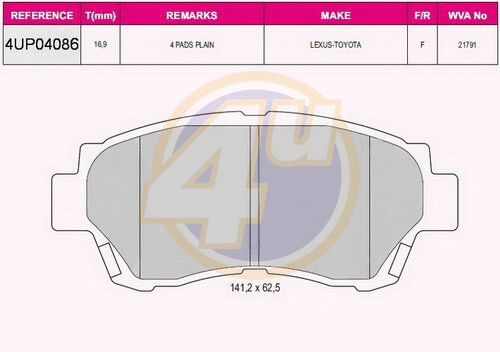 Brake Pad Set, disc brake (4UP04086)