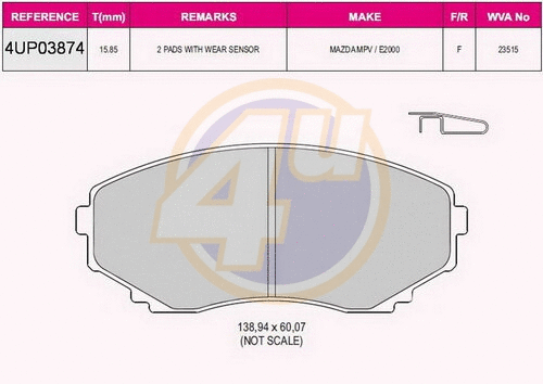 Brake Pad Set, disc brake (4UP03874)