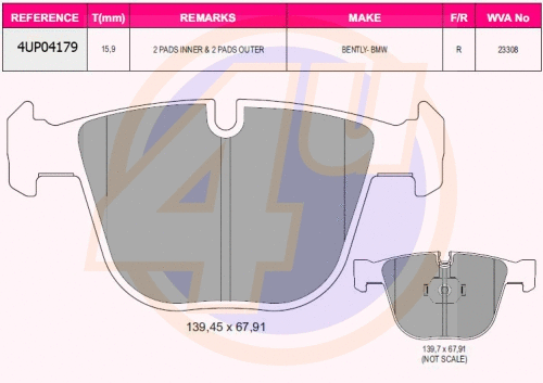 Brake Pad Set, disc brake (4UP04179)