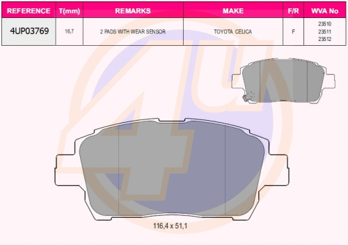 Brake Pad Set, disc brake (4UP03769)