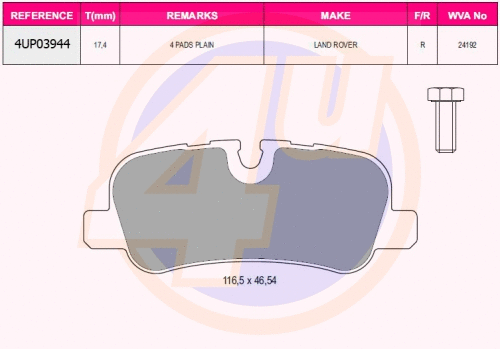 Brake Pad Set, disc brake (4UP03944)