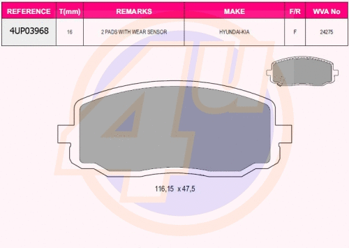 Brake Pad Set, disc brake (4UP03968)