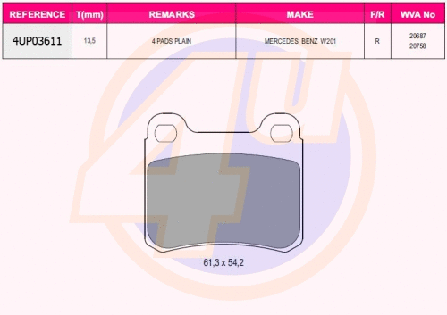Brake Pad Set, disc brake (4UP03611)