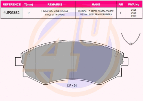 Brake Pad Set, disc brake (4UP03632)