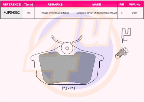 Brake Pad Set, disc brake (4UP04062)
