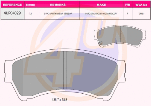 Brake Pad Set, disc brake (4UP04029)