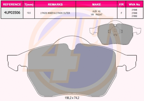 Brake Pad Set, disc brake (4UP03506)