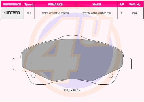 Brake Pad Set, disc brake (4UP03890)