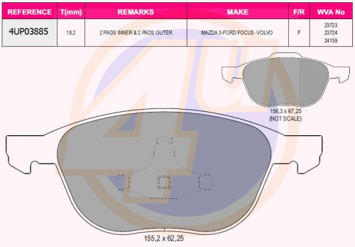Brake Pad Set, disc brake (4UP03885)
