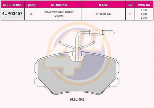 Brake Pad Set, disc brake (4UP03457)