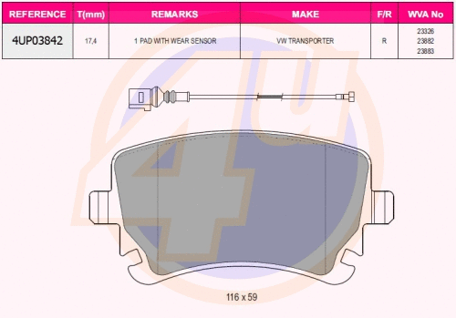 Brake Pad Set, disc brake (4UP03842)