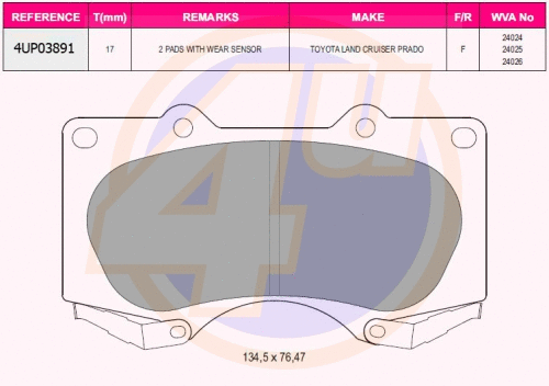 Brake Pad Set, disc brake (4UP03891)