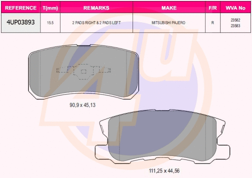 Brake Pad Set, disc brake (4UP03893)