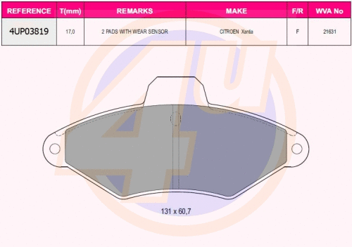 Brake Pad Set, disc brake (4UP03819)