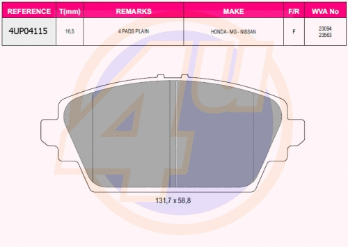 Brake Pad Set, disc brake (4UP04115)