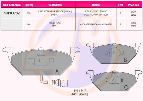 Brake Pad Set, disc brake (4UP03782)