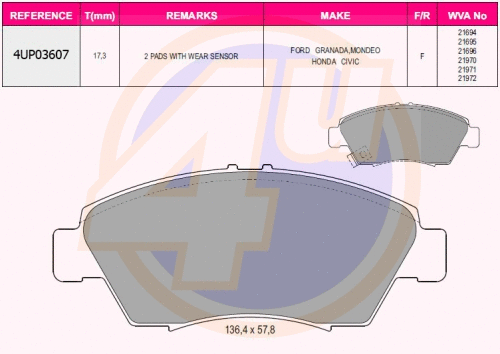 Brake Pad Set, disc brake (4UP03607)