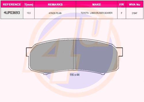 Brake Pad Set, disc brake (4UP03693)