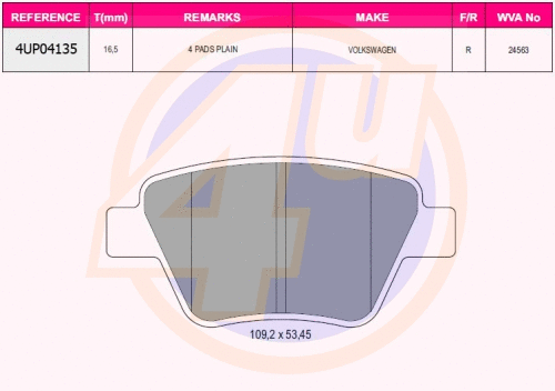 Brake Pad Set, disc brake (4UP04135)