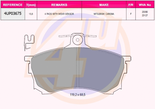 Brake Pad Set, disc brake (4UP03675)