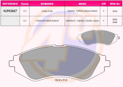 Brake Pad Set, disc brake (4UP03687)