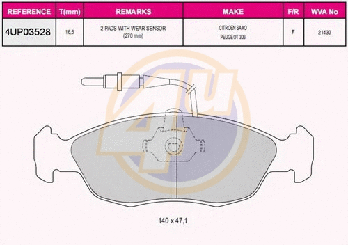 Brake Pad Set, disc brake (4UP03528)