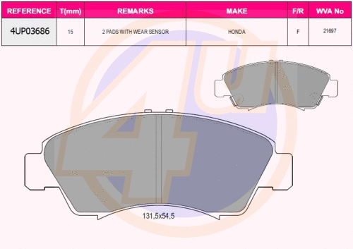 Brake Pad Set, disc brake (4UP03686)