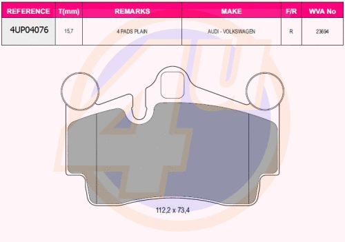Brake Pad Set, disc brake (4UP04076)