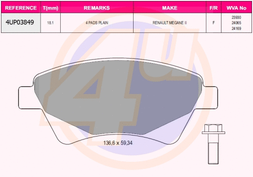 Brake Pad Set, disc brake (4UP03849)