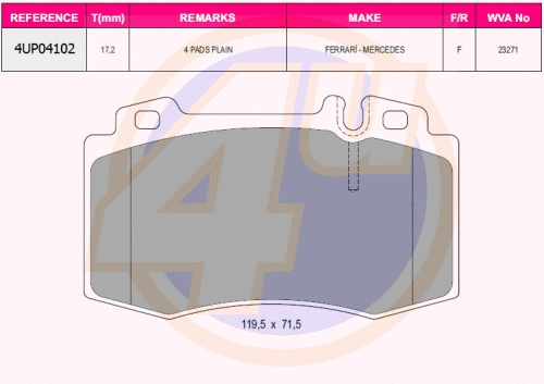 Brake Pad Set, disc brake (4UP04102)