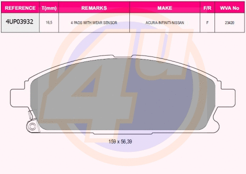 Brake Pad Set, disc brake (4UP03932)