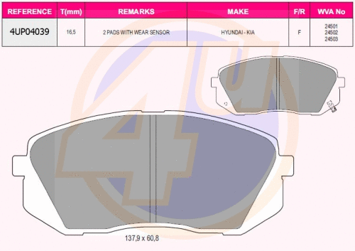 Brake Pad Set, disc brake (4UP04039)