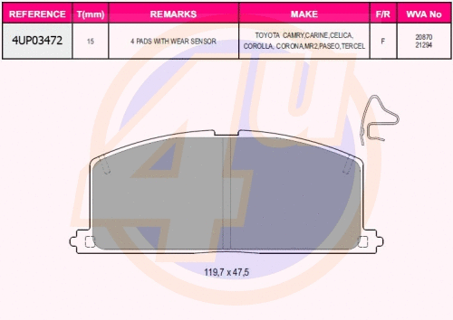 Brake Pad Set, disc brake (4UP03472)