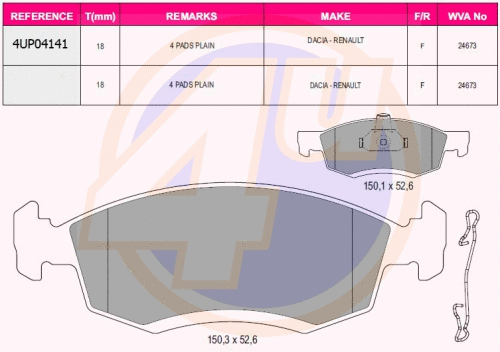 Brake Pad Set, disc brake (4UP04141)