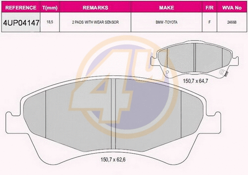 Brake Pad Set, disc brake (4UP04147)