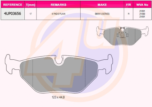 Brake Pad Set, disc brake (4UP03656)
