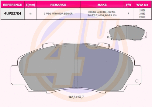 Brake Pad Set, disc brake (4UP03704)