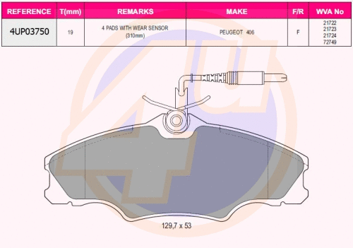 Brake Pad Set, disc brake (4UP03750)